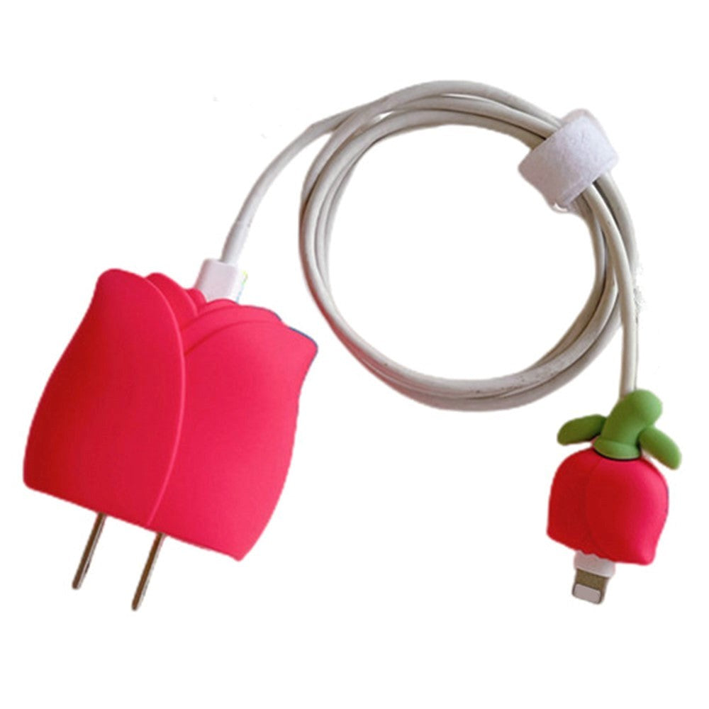 Silikonskydd för Apple 18W / 20W Laddare - Tulipan - Röd