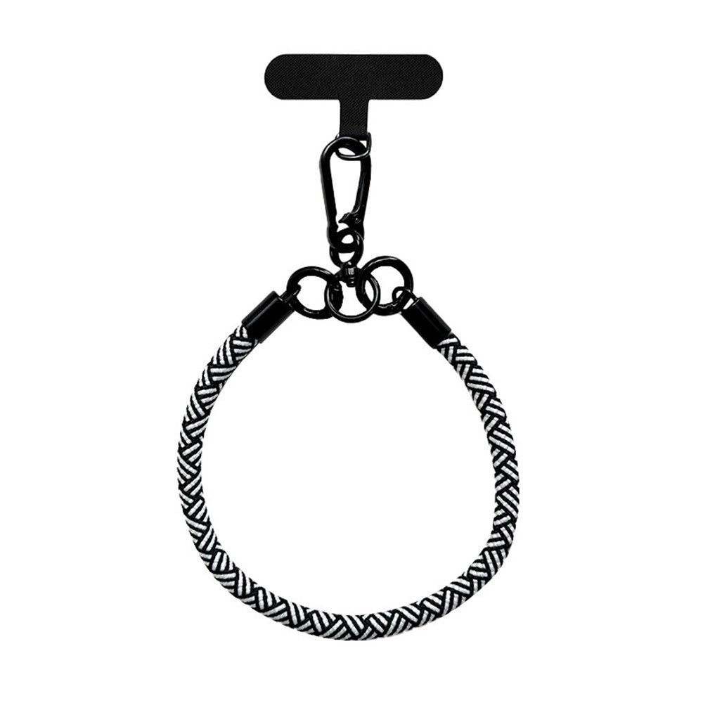 Flätad Polyester Handledsrem - inkl. Insticksplatta - 30cm - Svart / Vit