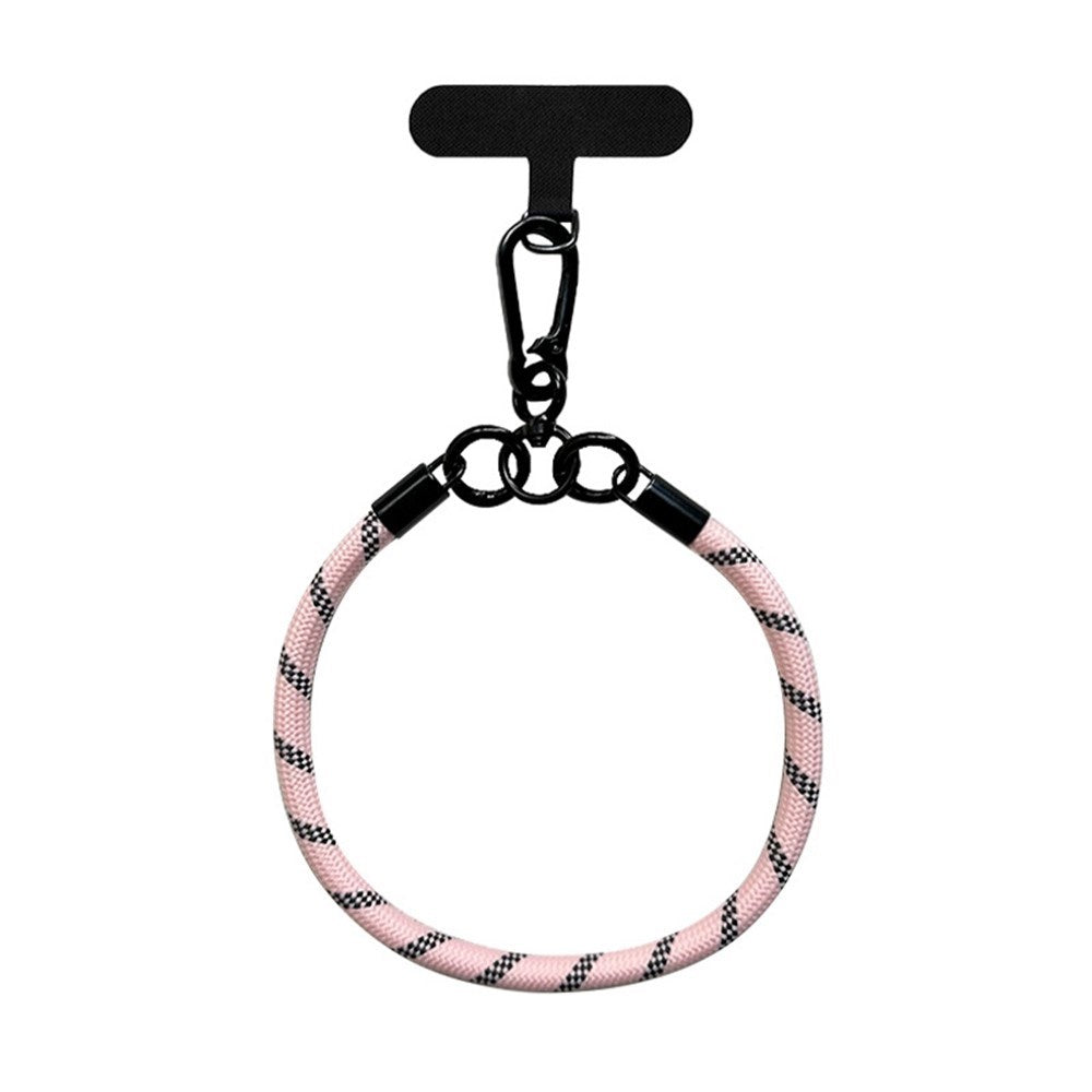 Flätad Polyester Handledsrem - inkl. Insticksplatta - 30cm - Rosa / Svart
