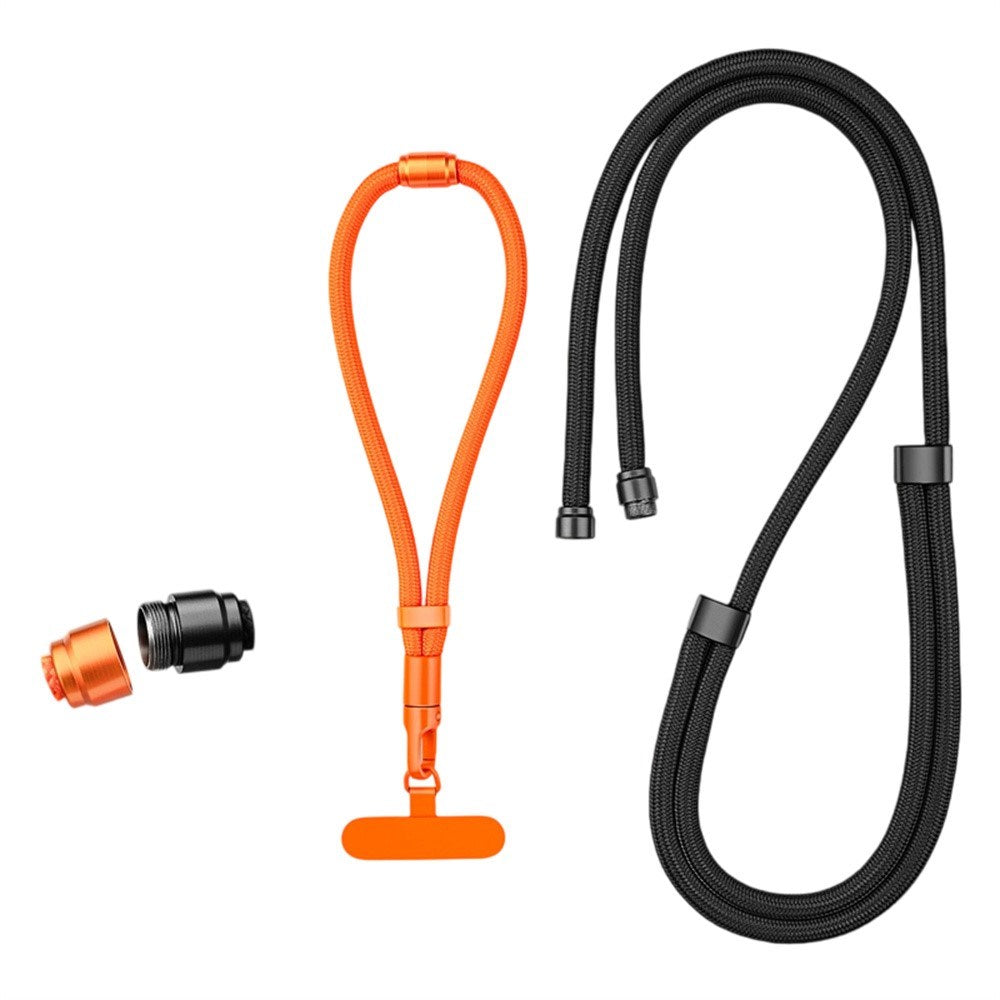 3-i-1 Nylonrem för Mobil - 150cm / 50cm - Svart / Orange