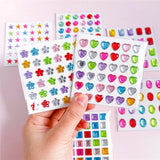 Flerfärgade Självhäftande Kristall 3D Stickers - 36 st - Hjärtan