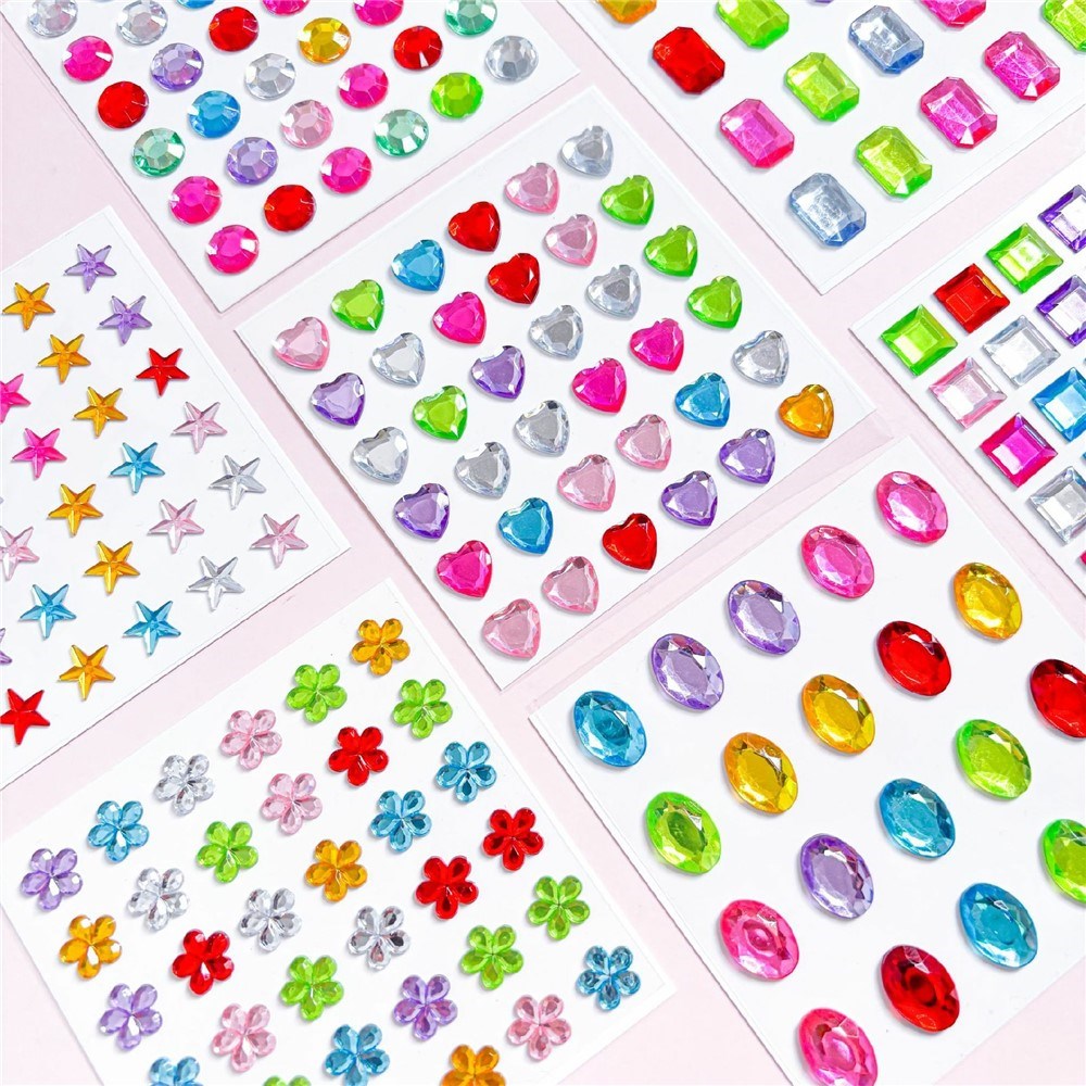 Flerfärgade Självhäftande Kristall 3D Stickers - 36 st - Runda