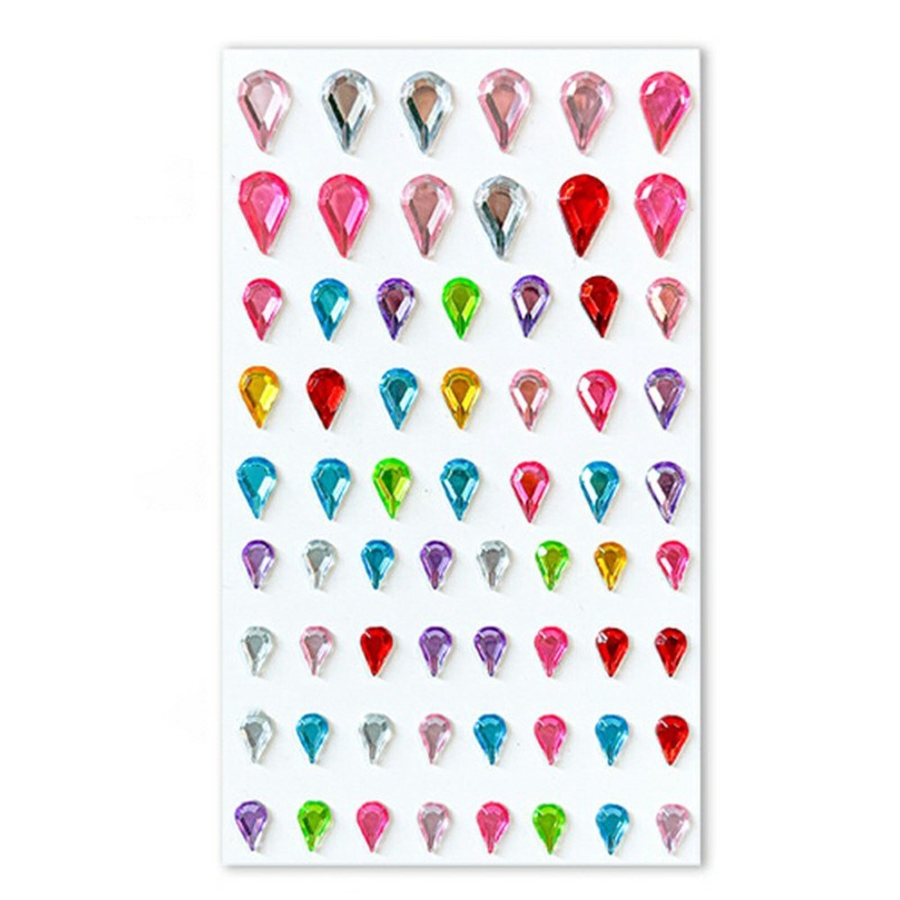 Flerfärgade Självhäftande Kristall 3D Stickers - 65 st - Droppar