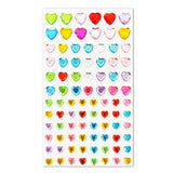 Flerfärgade Självhäftande Kristall 3D Stickers - 88 st - Hjärtan