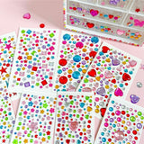 Flerfärgade Självhäftande Kristall 3D Stickers - 88 st - Blommor