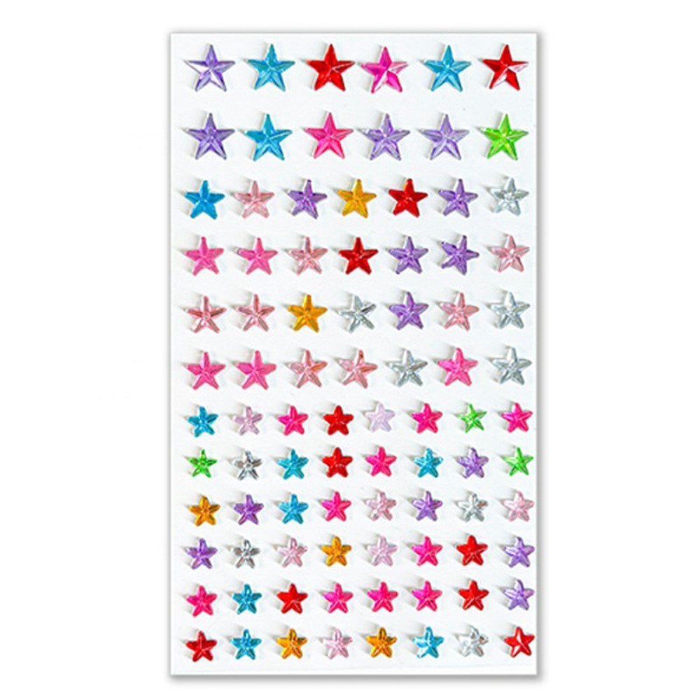 Flerfärgade Självhäftande Kristall 3D Stickers - 88 st - Stjärnor