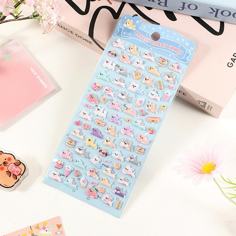 Mini 3D Bubble Foam Stickers - Hundar & Mat