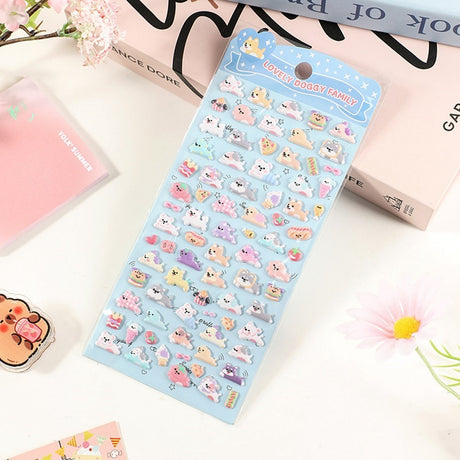 Mini 3D Bubble Foam Stickers - Hundar & Mat