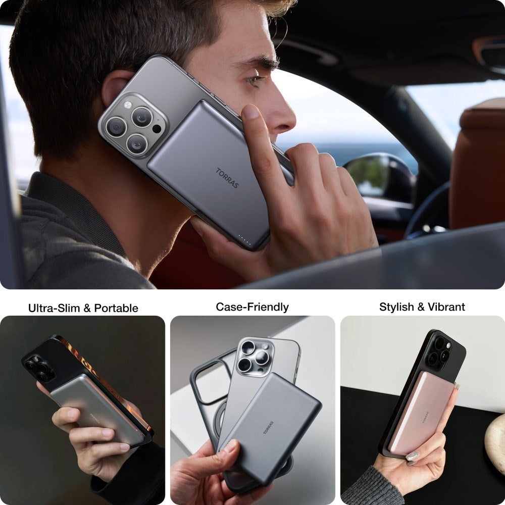 TORRAS MiniMag Powerbank 5 000 mAh - Magnetisk - Grå