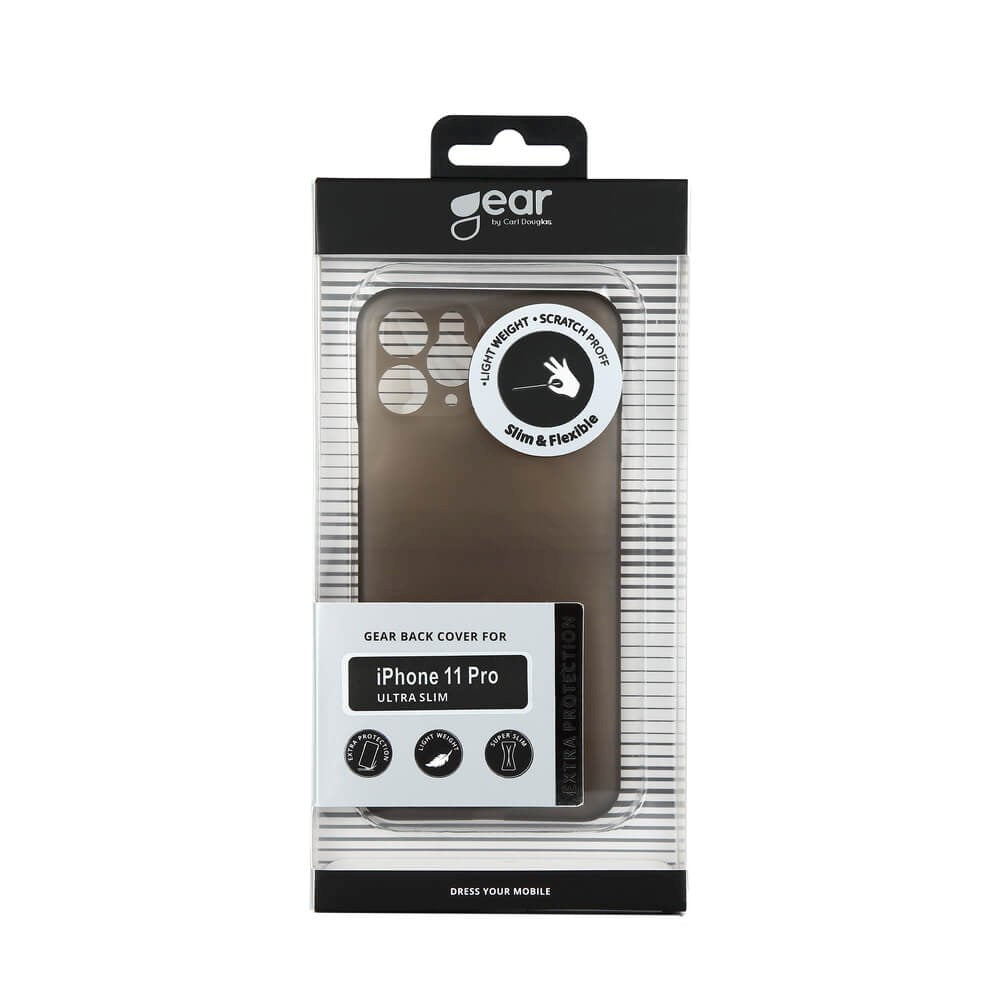 iPhone 11 Pro GEAR Halvtransparent Flexibelt Plast Skal - Svart