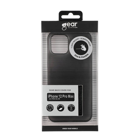 iPhone 12 Pro Max GEAR Halvtransparent Flexibelt Plast Skal - Svart