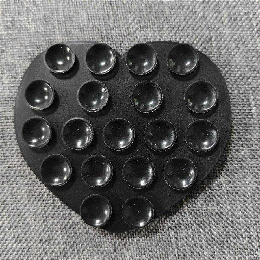 Hjärtformad Silikon Sugkopp Mobiltelefonhållare - Svart