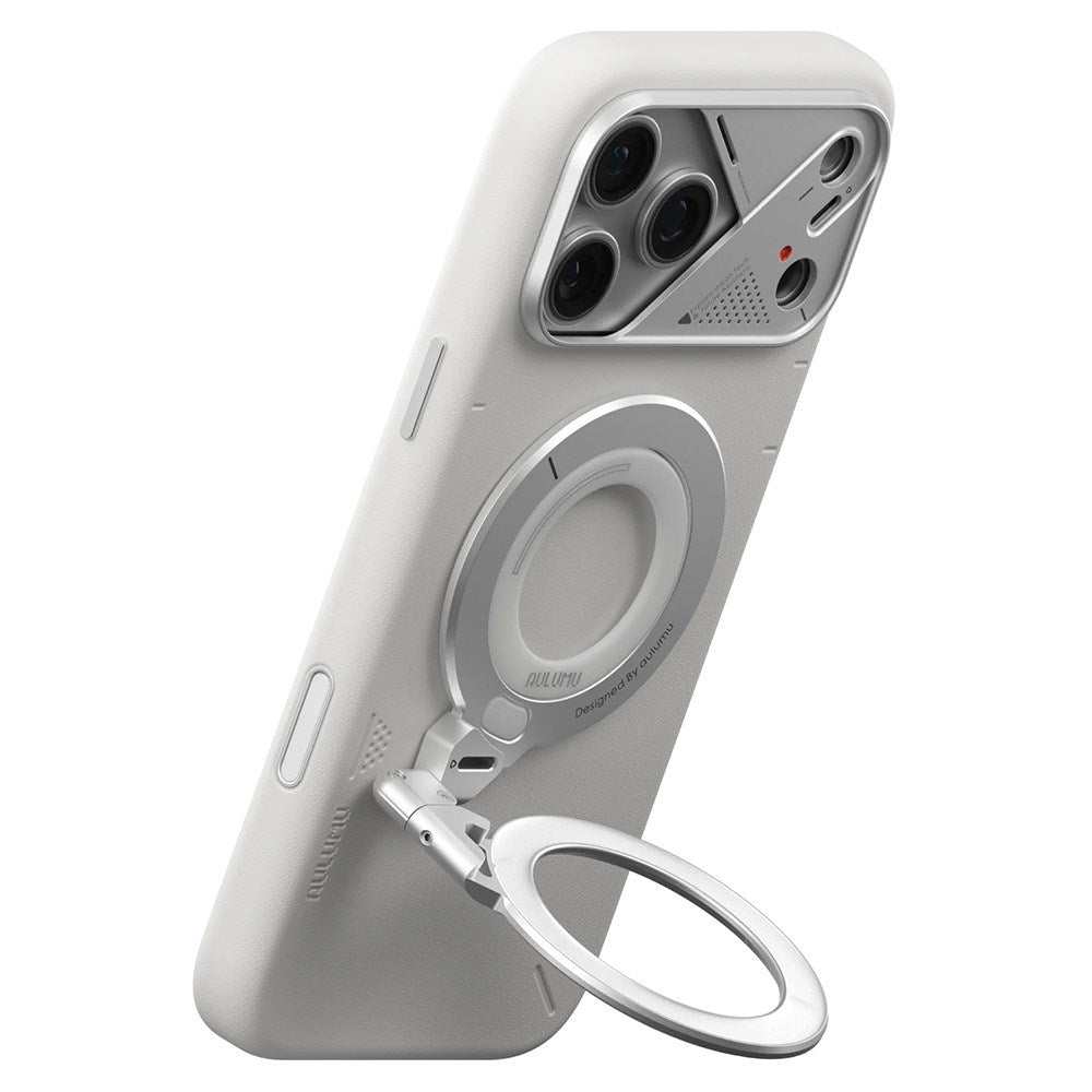 AULUMU 2-i-1 Magnetisk Fingerring / Mobilt Stativ - 360° Roterbar - MagSafe Kompatibel - Silver