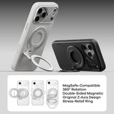 AULUMU 2-i-1 Magnetisk Fingerring / Mobilt Stativ - 360° Roterbar - MagSafe Kompatibel - Silver