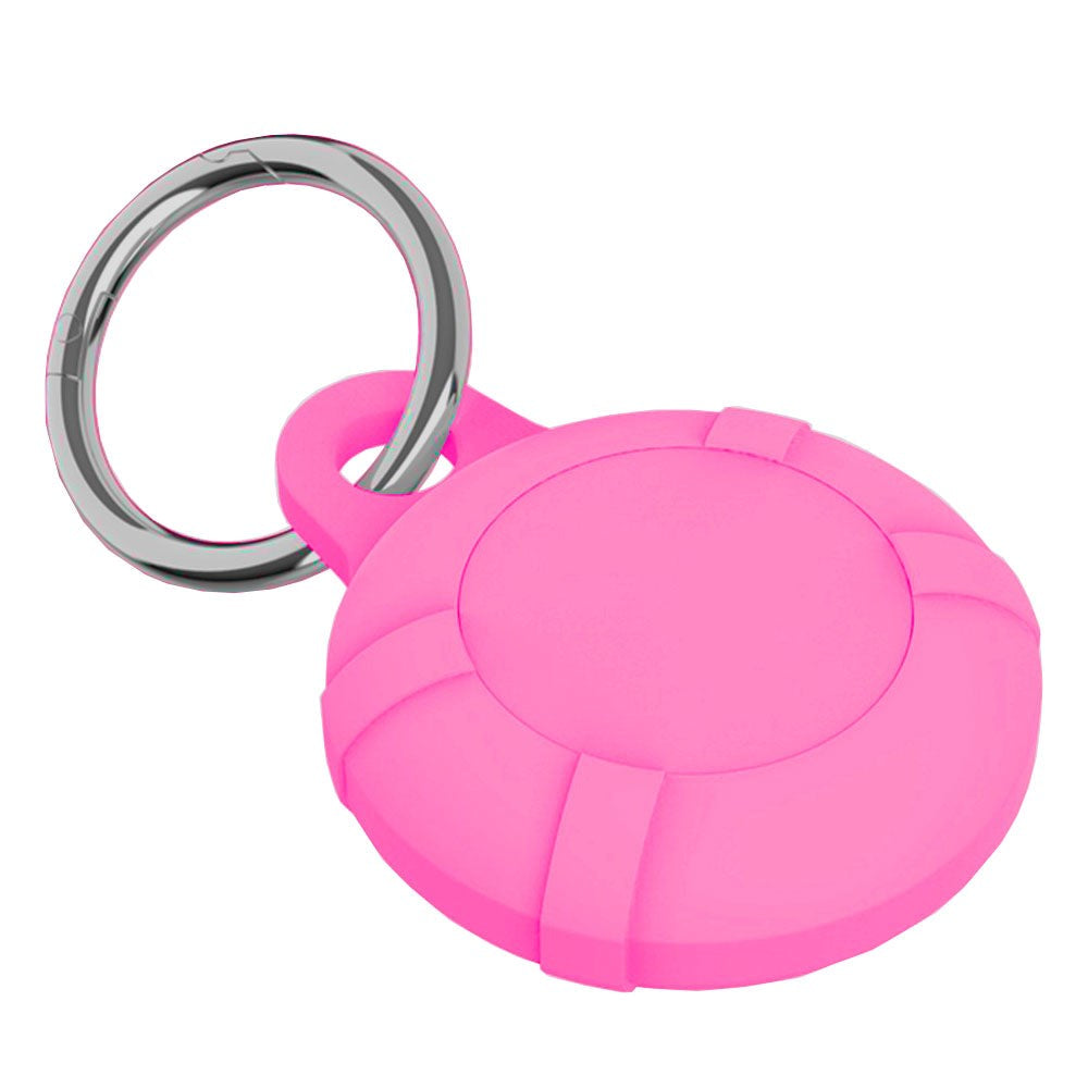 AirTag Silikonfodral med Nyckelring - Neon Rosa