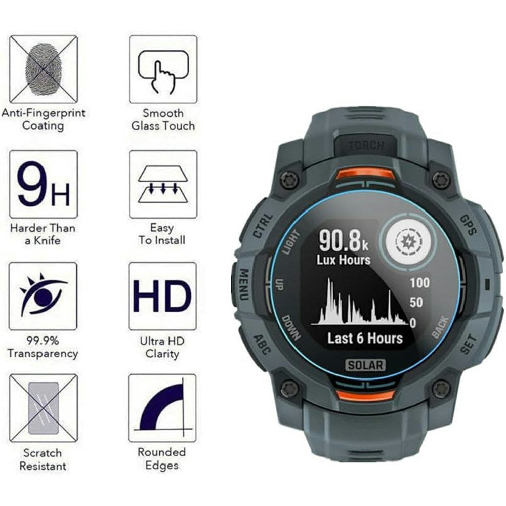 Garmin Instinct 3 Solar (45mm) Härdat Skyddsglas - 3 st - Genomskinlig
