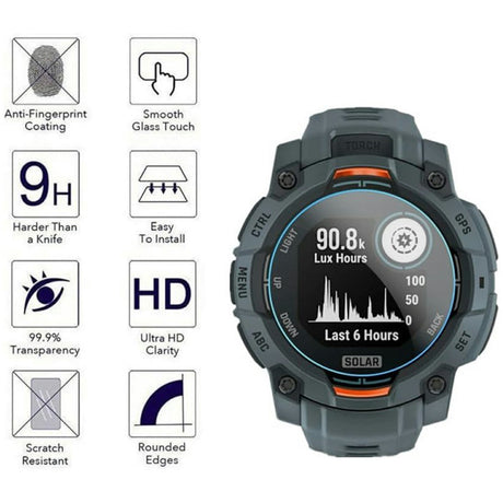 Garmin Instinct 3 AMOLED (45mm) Härdat Skyddsglas - 3 st - Genomskinlig