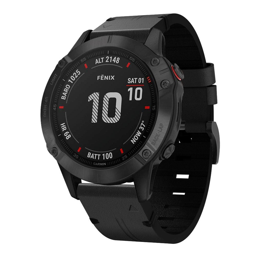 Universal Garmin 22mm QuickFit läderrem - Svart