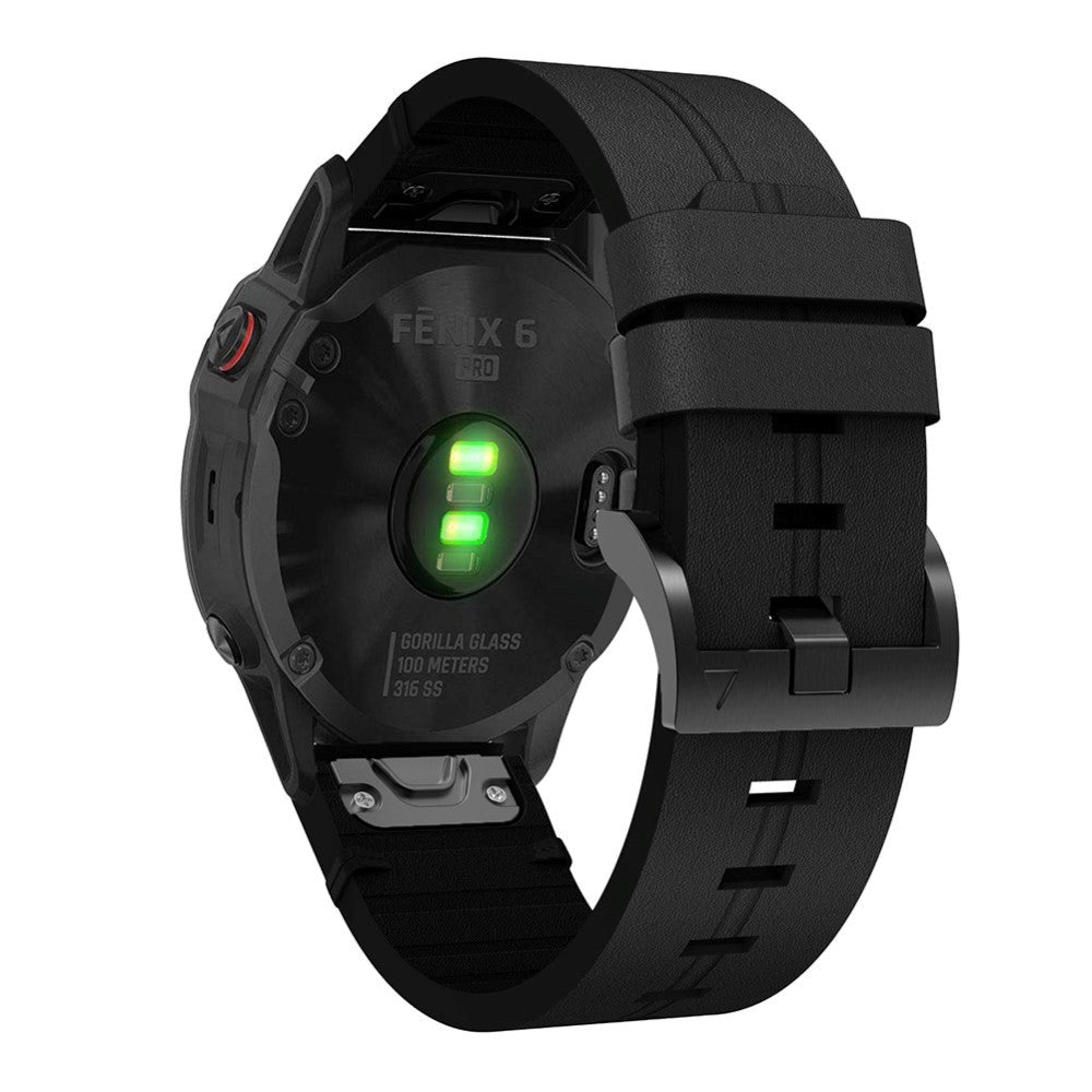 Universal Garmin 22mm QuickFit läderrem - Svart