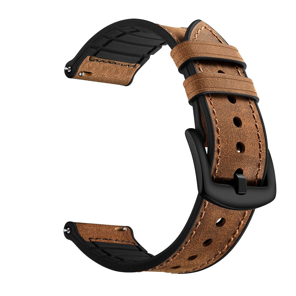 Smartwatch Leather Silicone Strap (20mm) - Brown