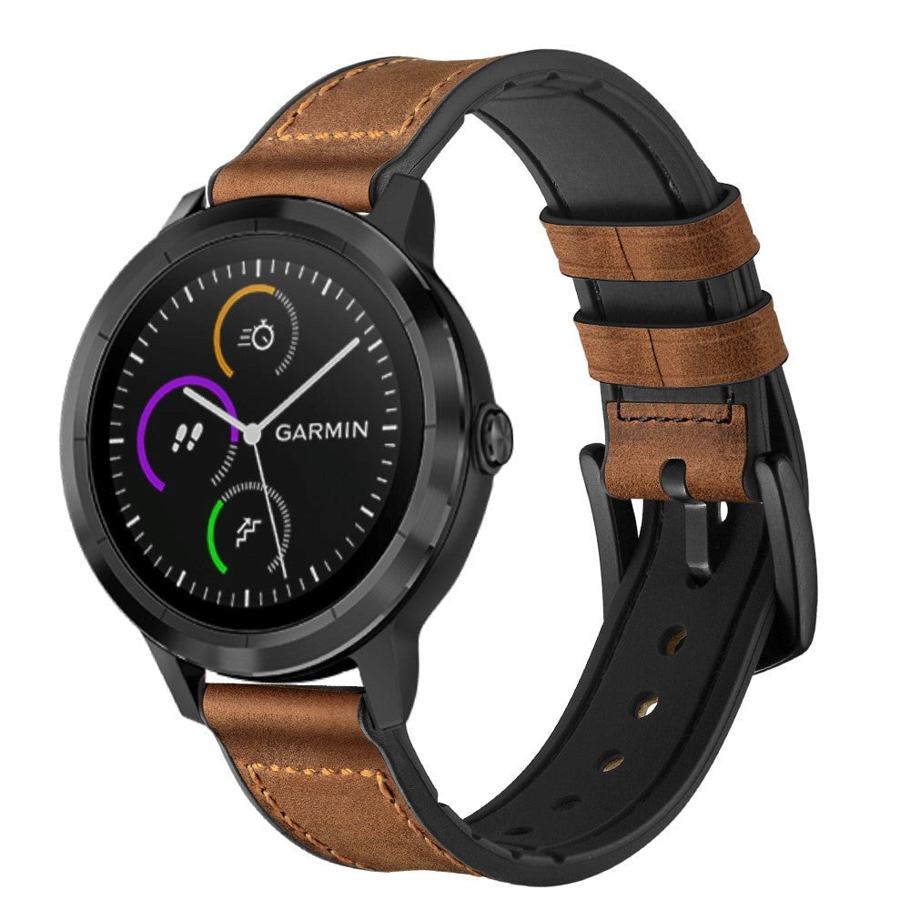 Smartwatch läderbelagd silikonrem (20 mm QuickFit) - brun