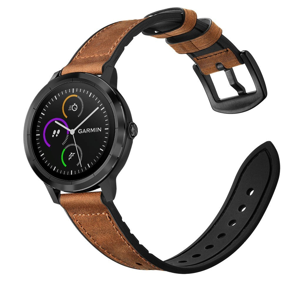 Smartwatch läderbelagd silikonrem (20 mm QuickFit) - brun