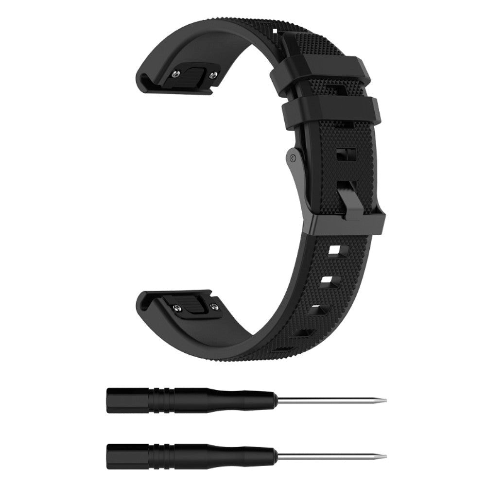 Universal Garmin räfflade 22mm QuickFit silikonrem - Svart