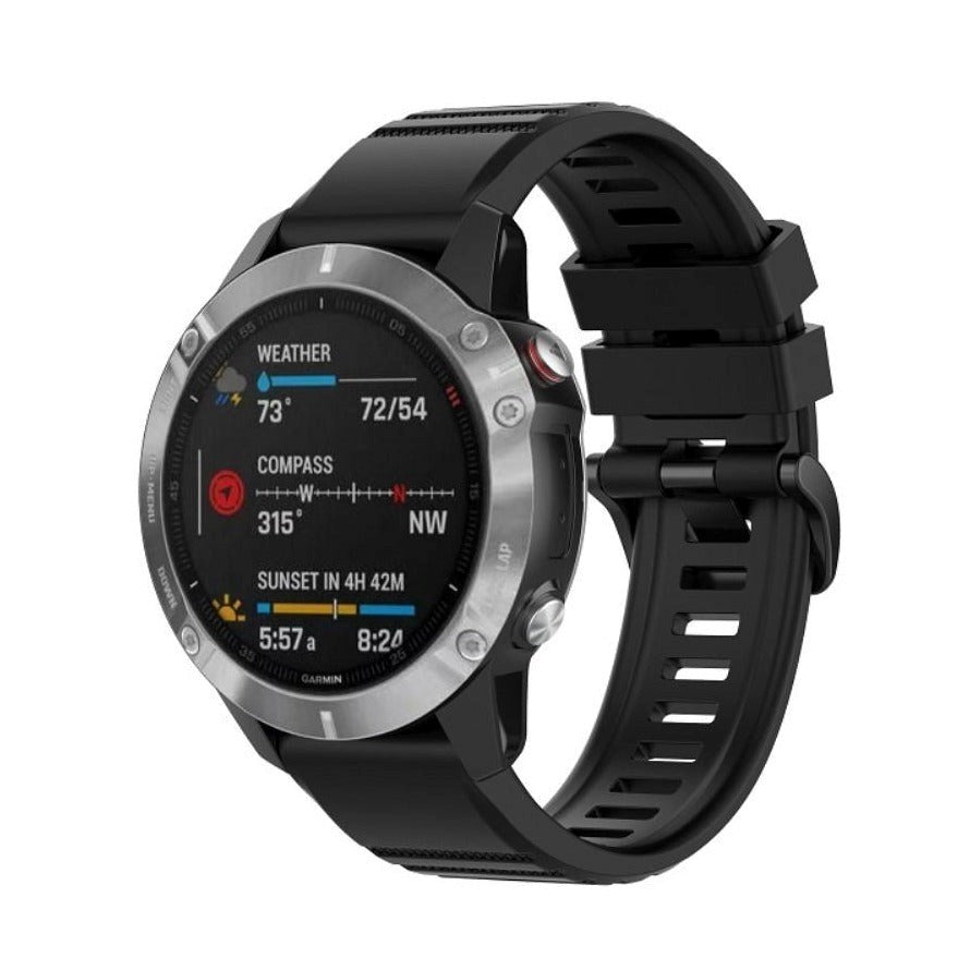 Universal Garmin 22mm QuickFit räfflad silikonrem - Svart