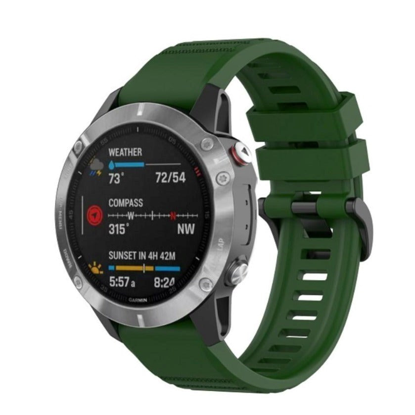 Universal Garmin 22mm QuickFit räfflad silikonrem - Army Green