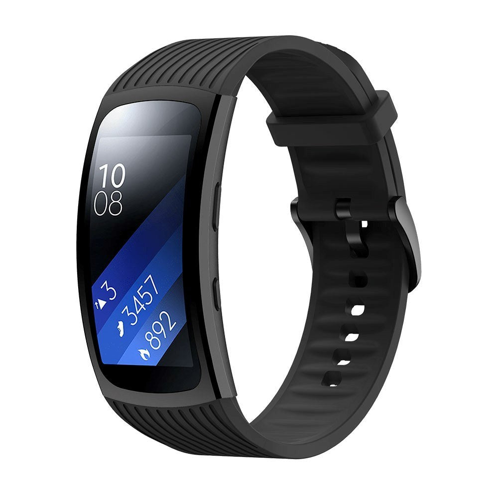 Samsung Galaxy Gear Fit2 Pro 18mm randig silikonrem - Svart