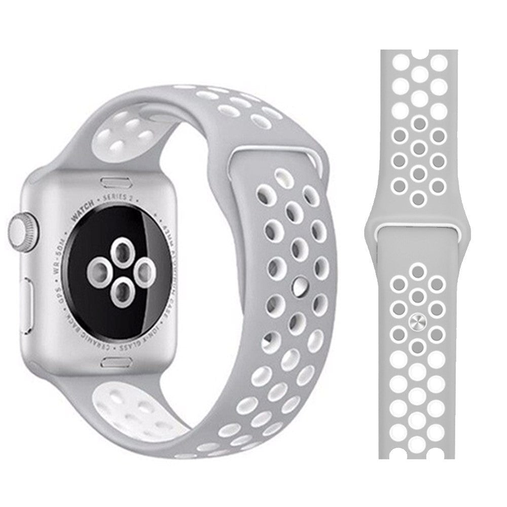 Apple Watch (38/40/SE/41/42mm) Tvåfärgad Rem Silikon - Grå / Vit