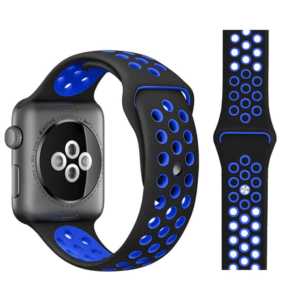 Apple Watch (38/40/SE/41/42mm) Tvåfärgad Rem Silikon - Svart / Blå