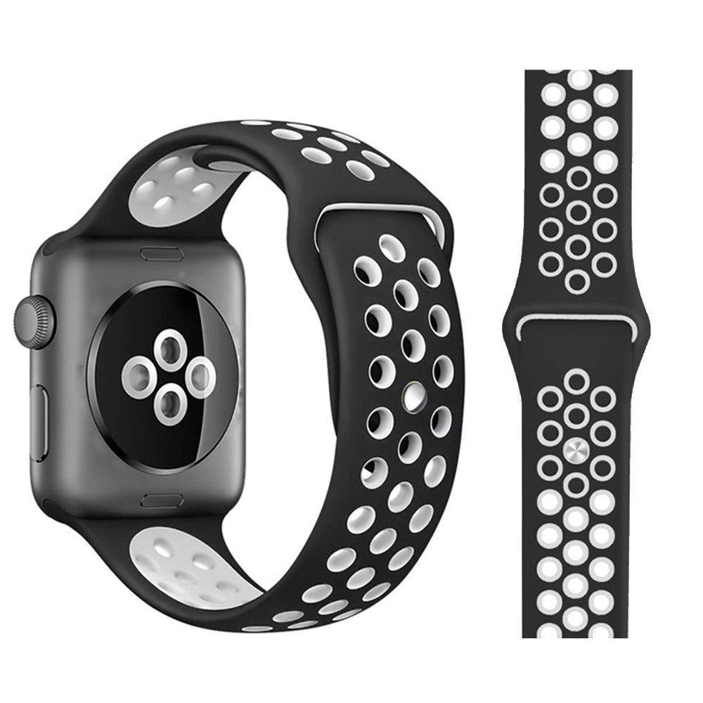 Apple Watch (38/40/SE/41/42mm) Tvåfärgad Rem Silikon - Svart / Vit