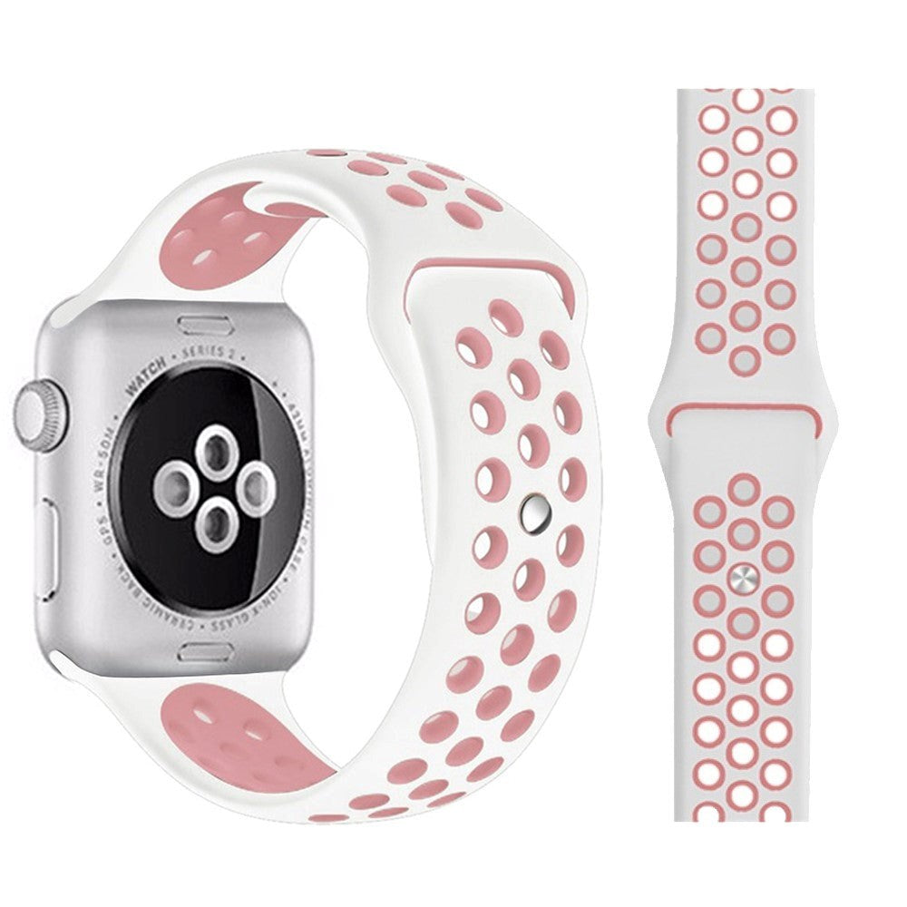 Apple Watch (38/40/SE/41/42mm) Tvåfärgad Rem Silikon - Vit / Rosa