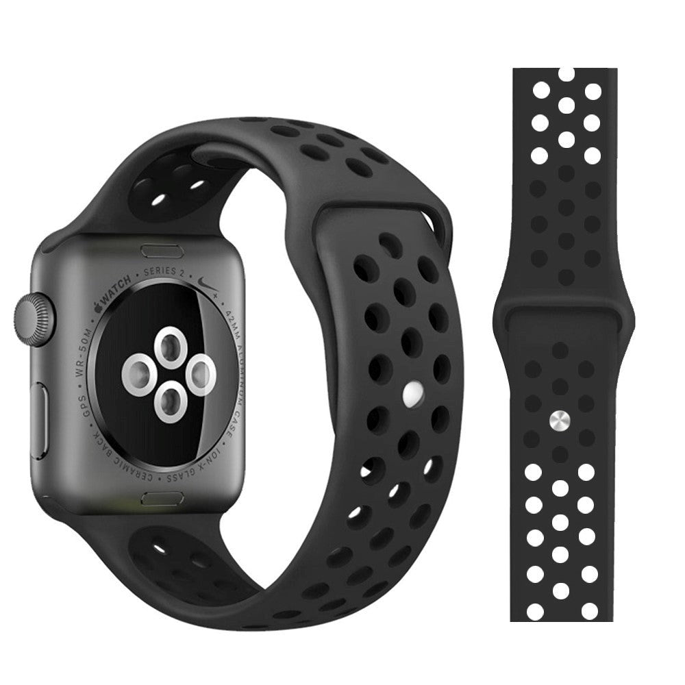 Apple Watch (38/40/SE/41/42mm) Tvåfärgad Rem Silikon - Svart