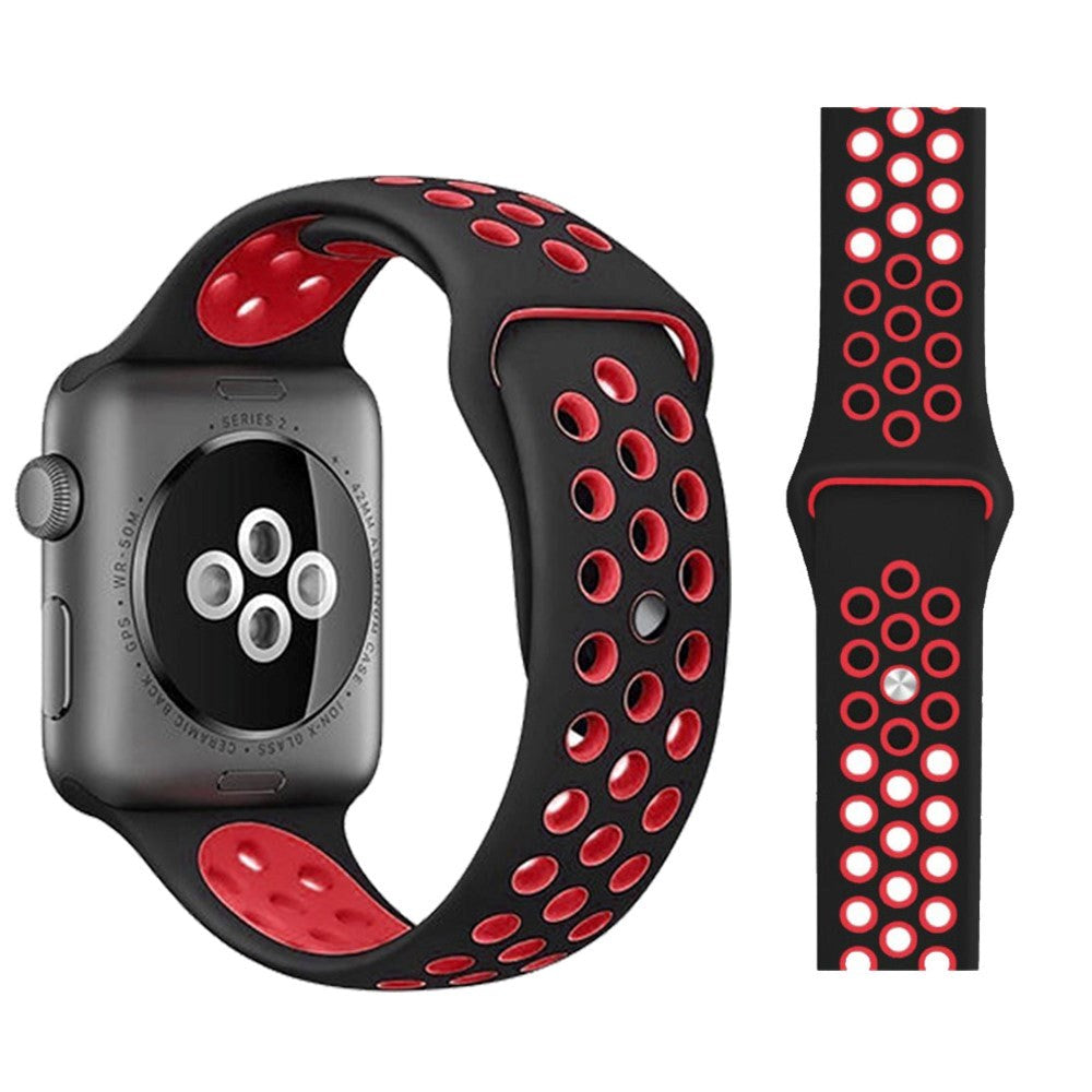 Apple Watch (38/40/SE/41/42mm) Tvåfärgad Rem Silikon - Svart / Röd