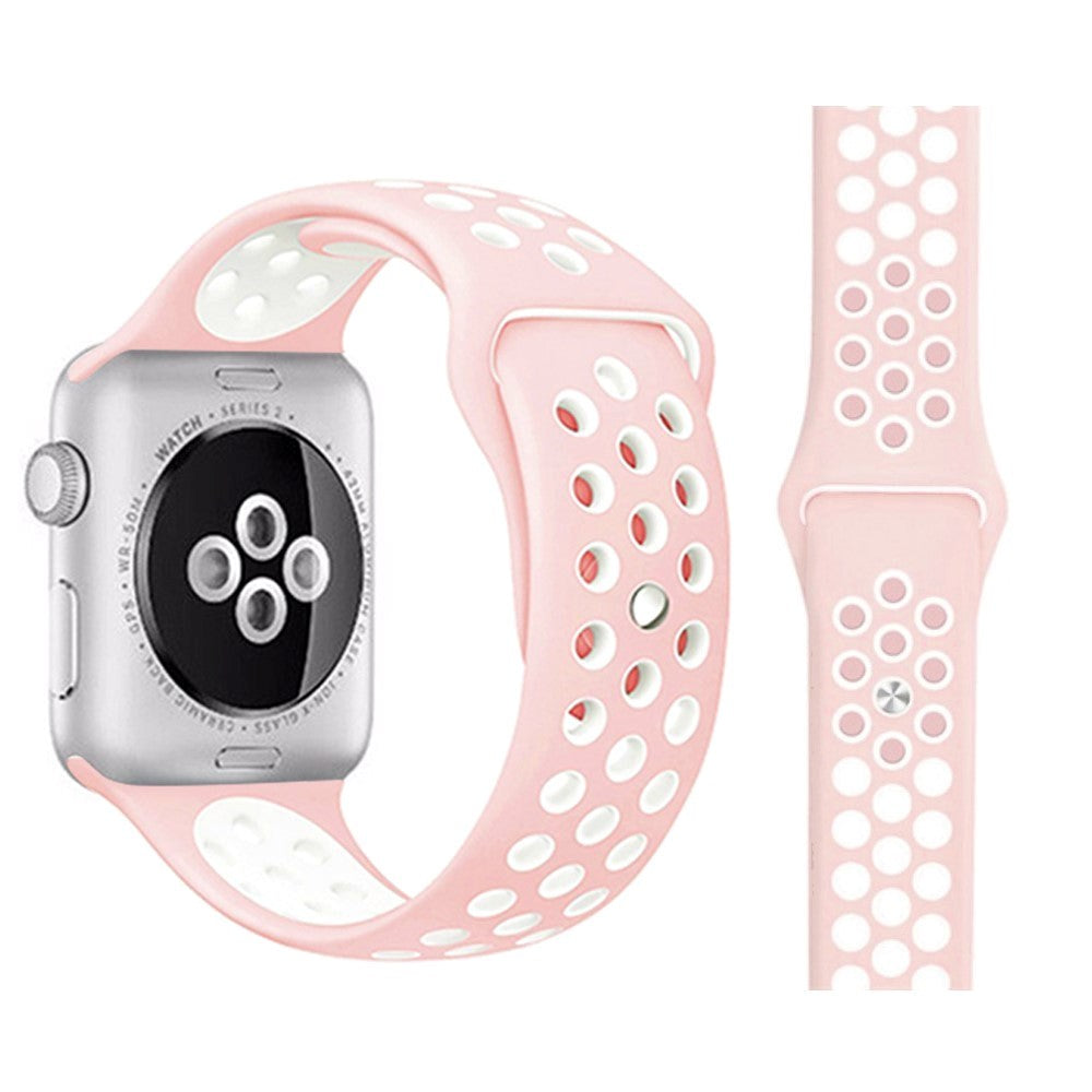 Apple Watch (38/40/SE/41/42mm) Tvåfärgad Rem Silikon - Rosa / Vit