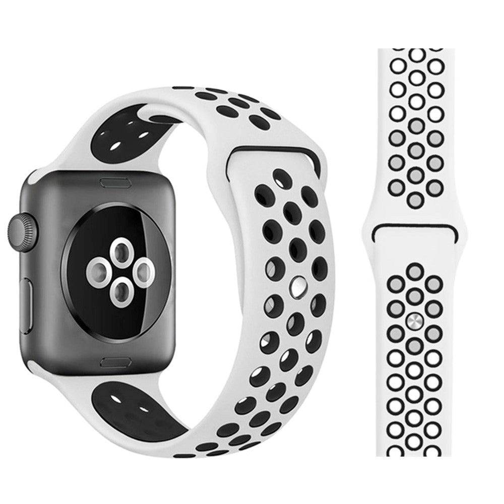 Apple Watch (38/40/SE/41/42mm) Tvåfärgad Rem Silikon - Vit / Svart