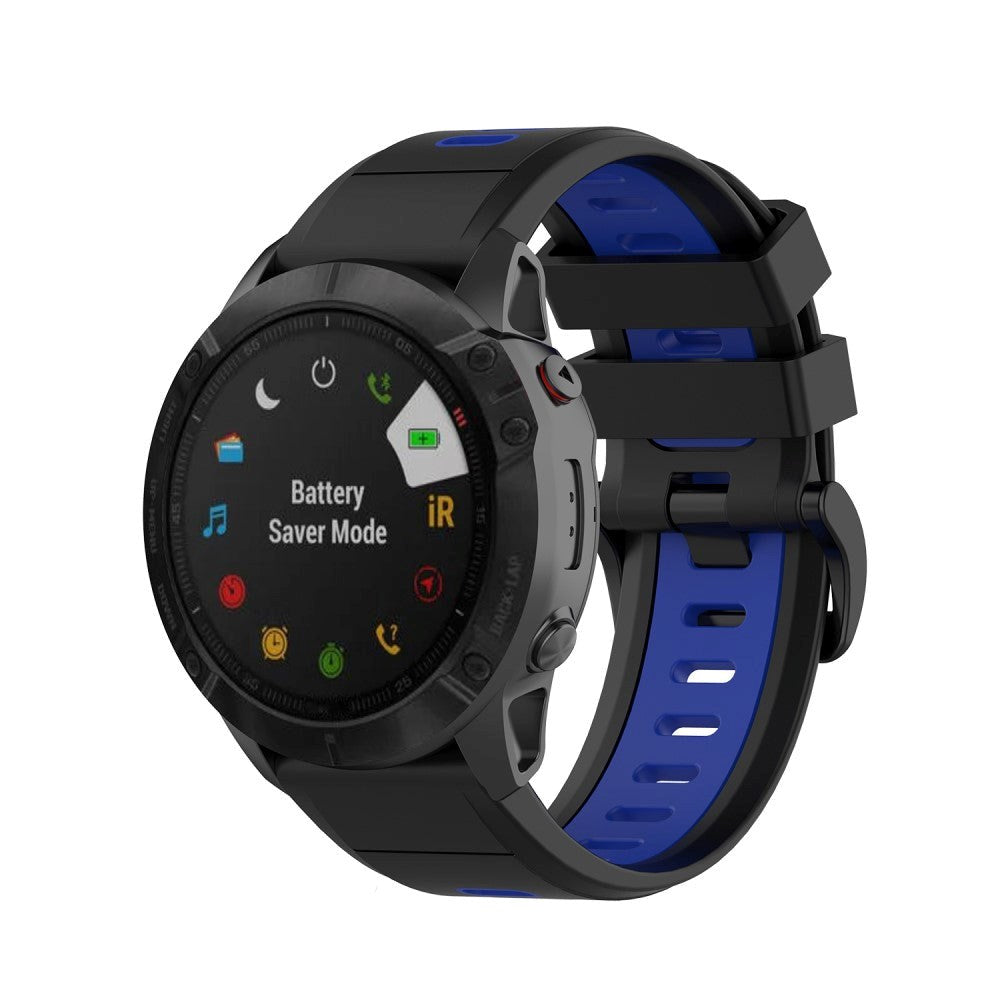 Universal Garmin -rem (26mm QuickFit) Classic Silicone Strap inkl. Skruvmejslar - Svart / blå