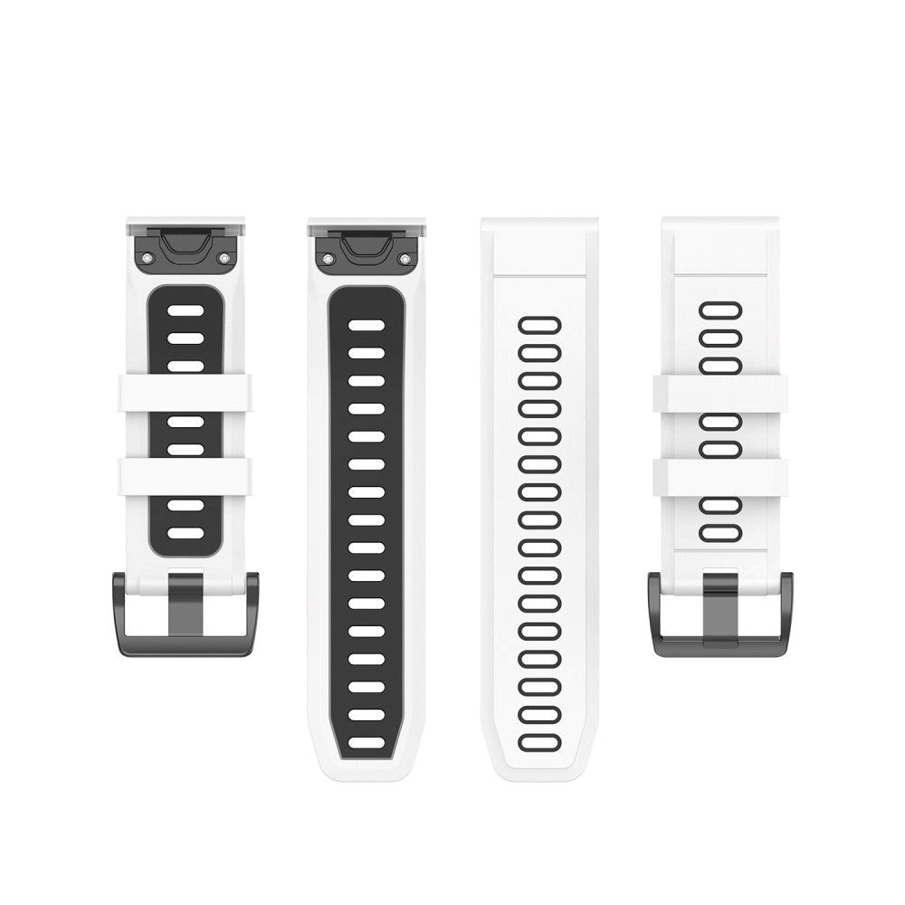 Universal Garmin -rem (26mm QuickFit) Classic Silicone Strap inkl. Skruvmejslar - Vit / Svart