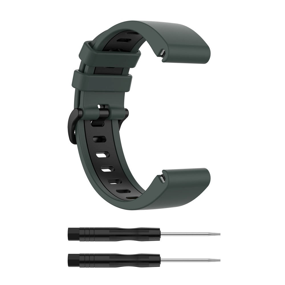 Universal Garmin 20mm QuickFit Neutral Silicone 20mm QuickFit Strap inkl. Skruvmejslar - grönt/Svart