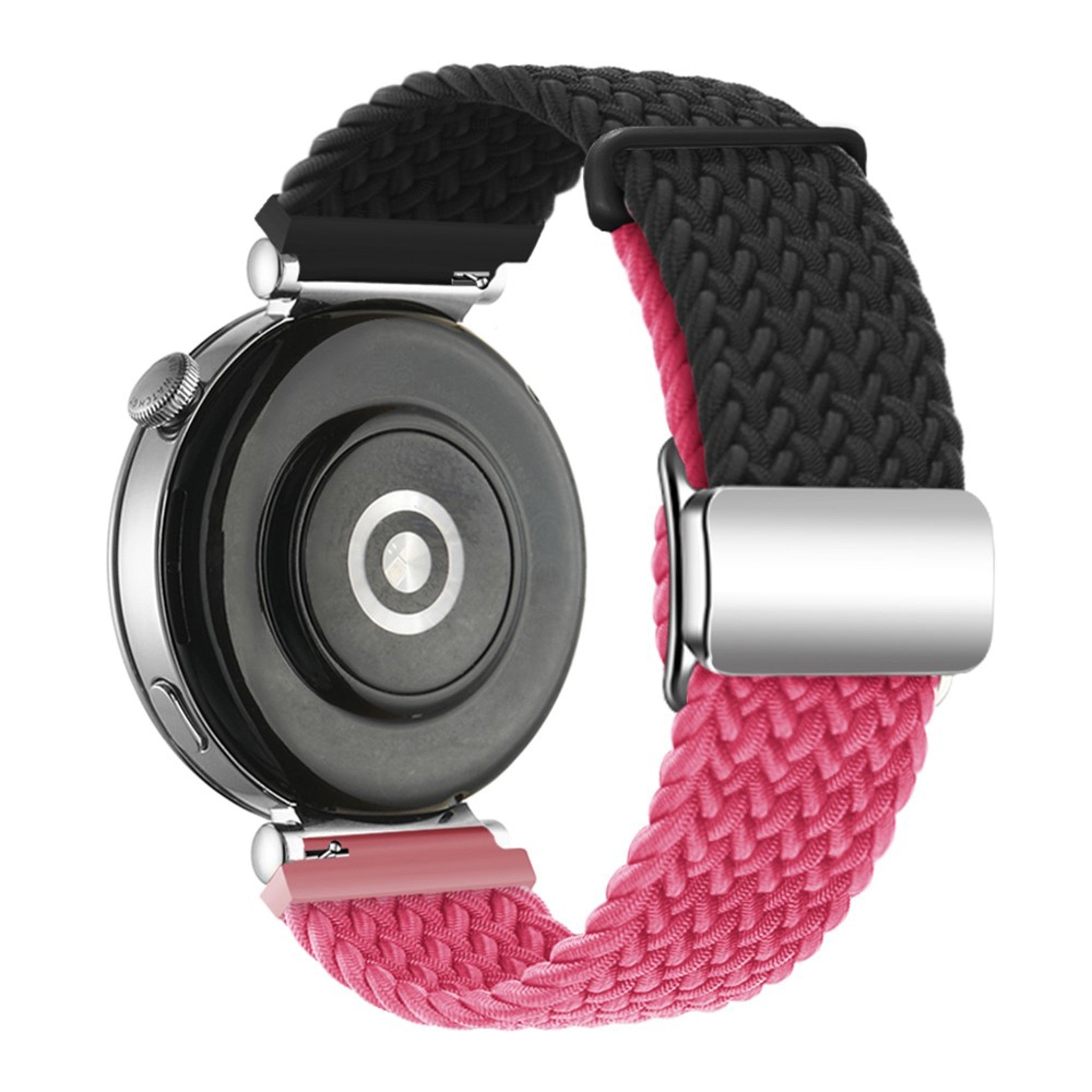 Universal 18mm EIDERWOOD Vävd Klockrem - Svart / Pink