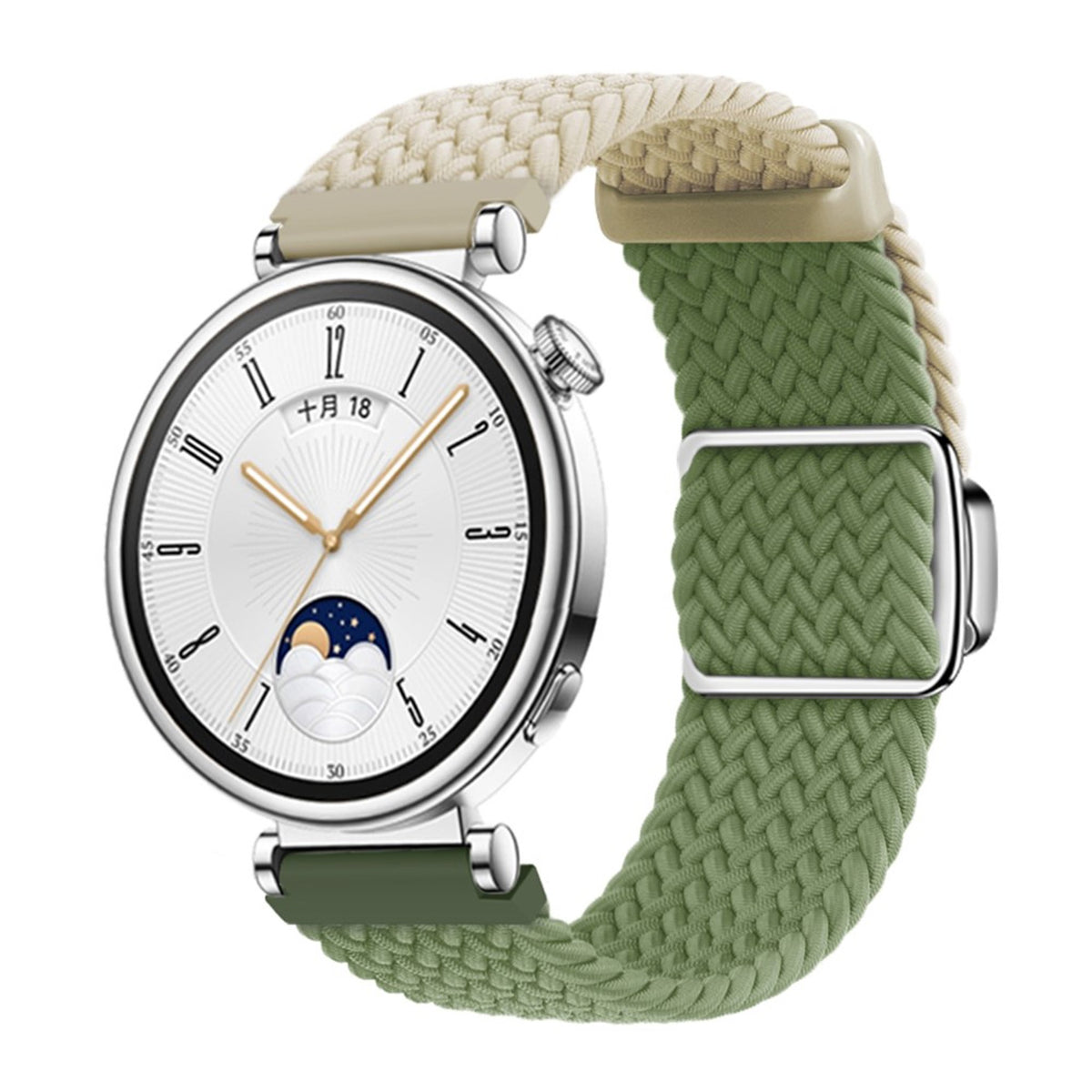 Universal 18mm EIDERWOOD Vävd Klockrem - Beige / Grön