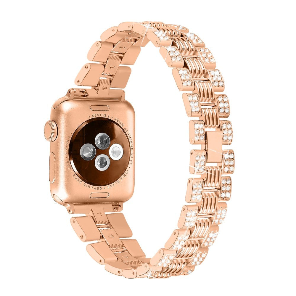 Apple Watch (42/44/SE/45/46/49mm) Rem med Strass - Rött Guld