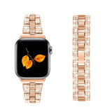 Apple Watch (42/44/SE/45/46/49mm) Rem med Strass - Rött Guld