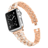 Apple Watch (42/44/SE/45/46/49mm) Rem med Strass - Rött Guld