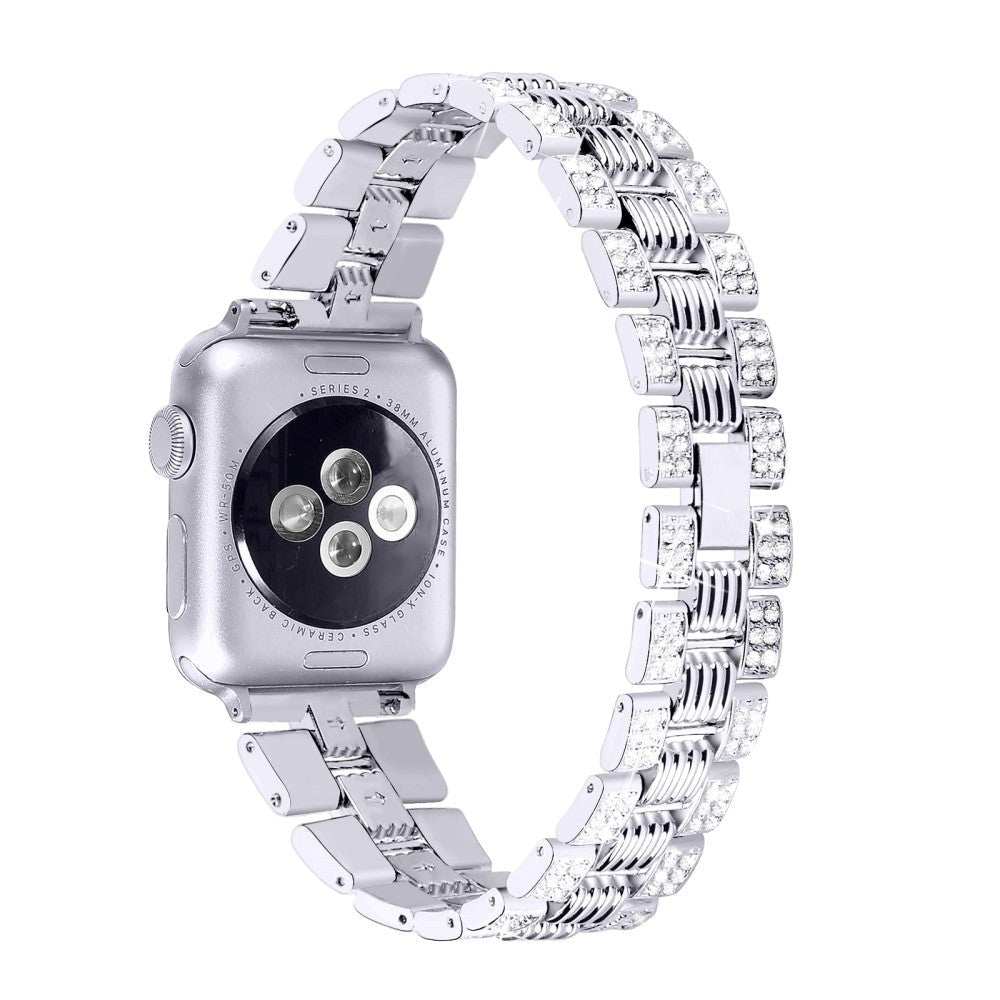 Apple Watch (42/44/SE/45/46/49mm) Rem med Strass - Silver