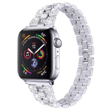 Apple Watch (42/44/SE/45/46/49mm) Rem med Strass - Silver