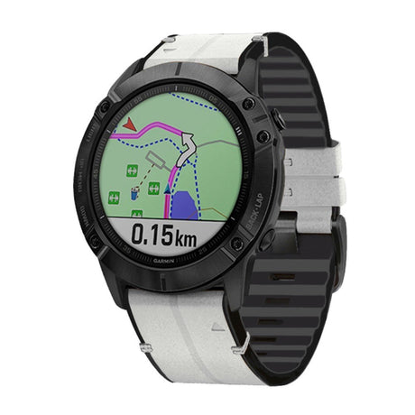 Universal Garmin 22mm läder & silikonrem - Vit