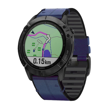 Universal Garmin 22mm läder & silikonrem - blå